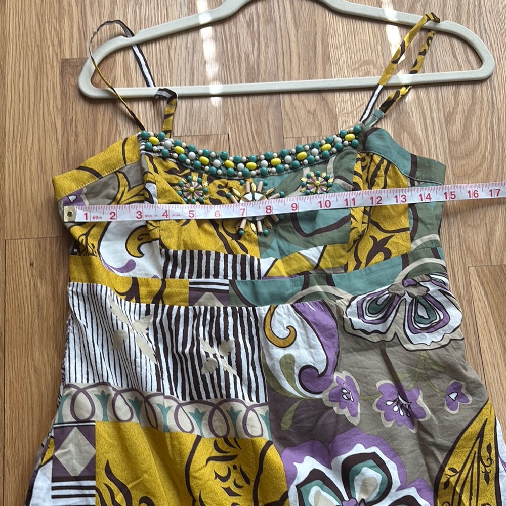 CAbi Beaded Dress with Turquoise and Yellow Accents sz 6 - Picture 9 of 11